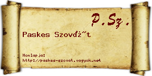 Paskes Szovát névjegykártya